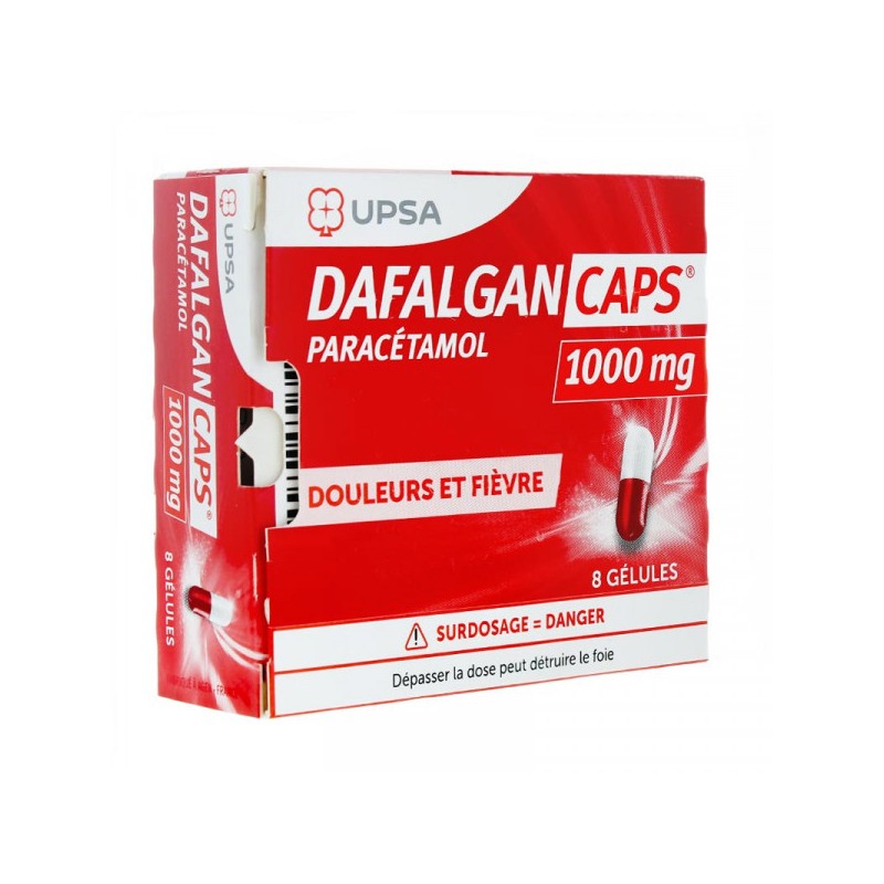 DafalganCaps Paracetamol 1000 mg – pain and fever relief – Pack of 8 Capsules