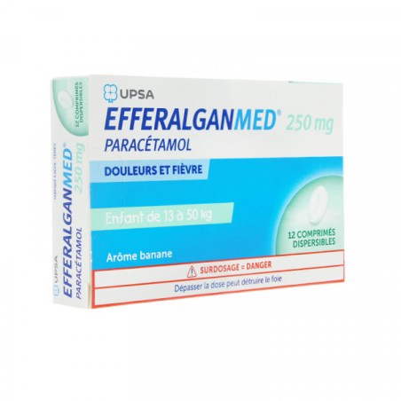 Efferalganmed 250 mg - Enfants 13 à 50 kg - 12 Comprimés Dispersibles