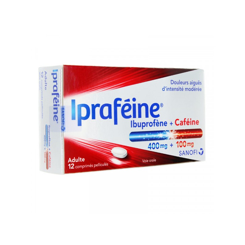 Ipraféine - Ibuprofène 400mg + Caféine 100 mg - 12 Comprimés