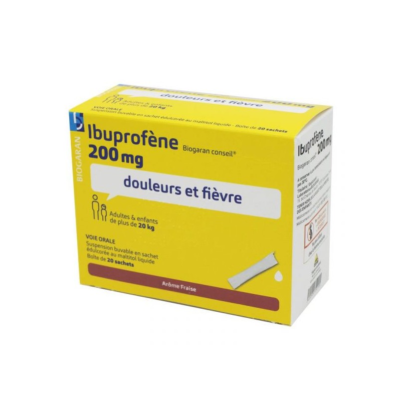 Ibuprofen 200 mg Biogaran Conseil - 20 Sachets Strawberry Flavor