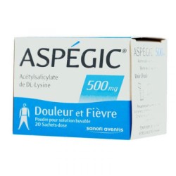  Aspégic 500 mg, Pains and Fevers, 20 Dosing-Sachets Sanofi Aventis