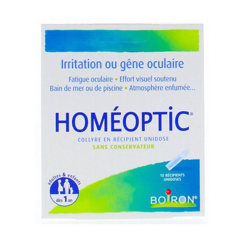 Homéoptic - Collyre Irritations Oculaires - Boiron - 10 Récipients Unidoses