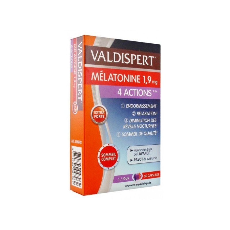 Valdispert Melatonin 1.9 mg 4 Actions - Complete Sleep - 30 Capsules