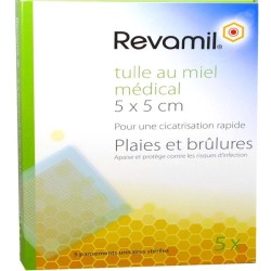 Revamil Tulle Au Miel 5 X 5 cm - Plaies & Brûlures - 5 Pansements