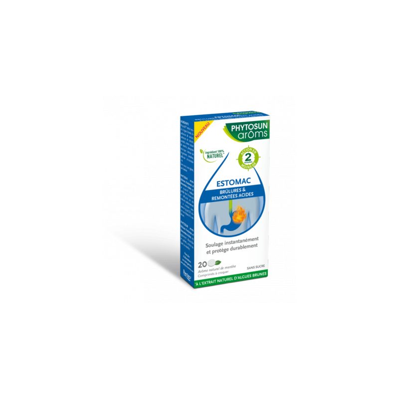 Estomac - Brûlures et Remontées Acides - Phytosun Aroms - 20 Comprimés