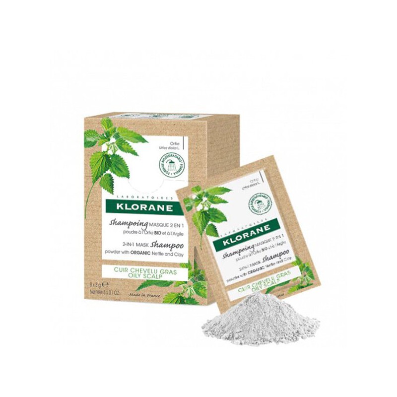 Shampoo Mask 2 in 1 - Oily scalp - Klorane - 8 x 3g