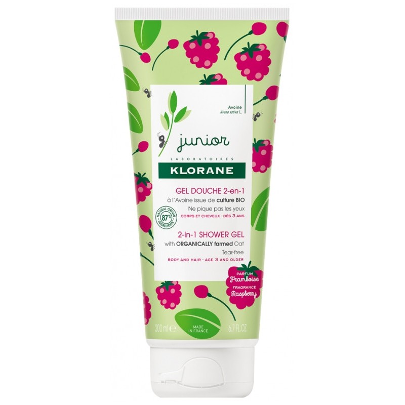 Gel Douche 2 en 1 - Parfum Framboise - Klorane Junior - 200ml