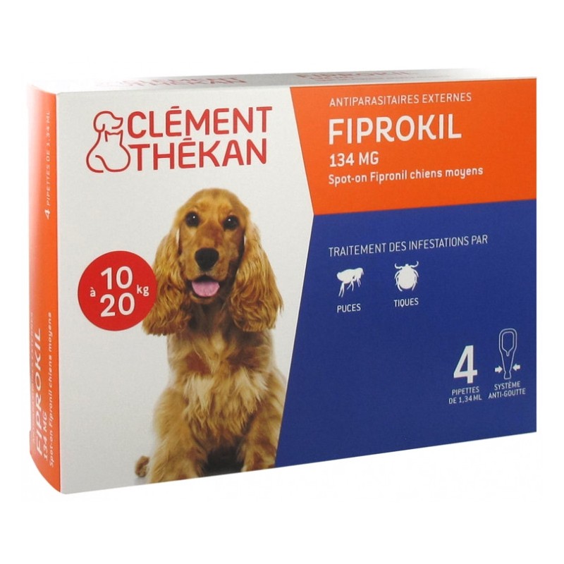 Fiprokil - Antiparasitaires - Chiens de 10 kg à 20 kg - Clément Thékan - 4 Pipettes