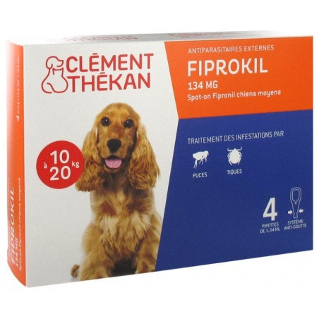 Fiprokil - Antiparasitaires - Chiens de 10 kg à 20 kg - Clément Thékan - 4 Pipettes