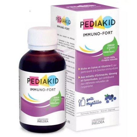 Sirop d'Agave + Prébiotiques - Goût Myrtille - Pediakid - Ineleda - 125ml