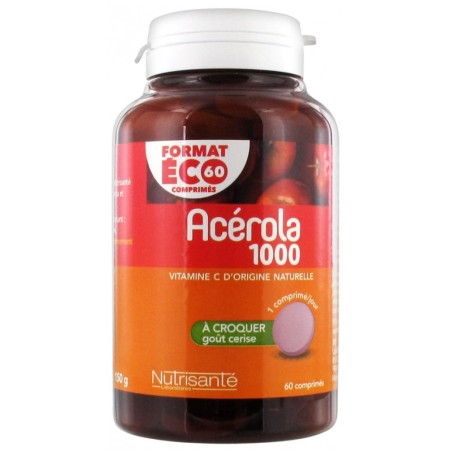 Acerola 1000 Nutrisanté, 60 Chewable Tablets - Cherry Taste