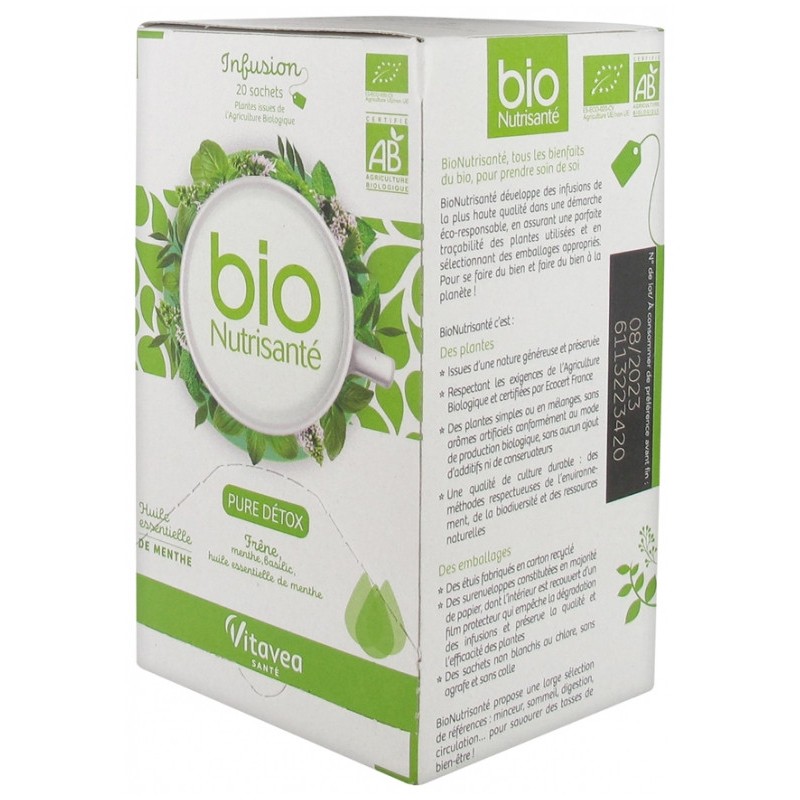 Infusion Bio Pure Détox Nutrisanté 20 sachets