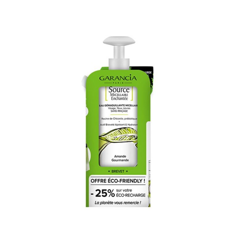 Source Micellaire Enchantée Micellar Makeup Remover Water with Gourmet Almond - Garancia, 400 ml + 400 ml Refill