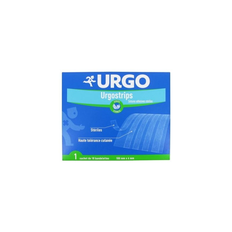Urgostrips - Sutures adhésives stériles - Urgo - 1 sachet de 10 bandelettes
