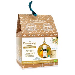 Wooden diffuser and its Organic Sweet Orange Essential Oil, Puressentiel, 10 ml