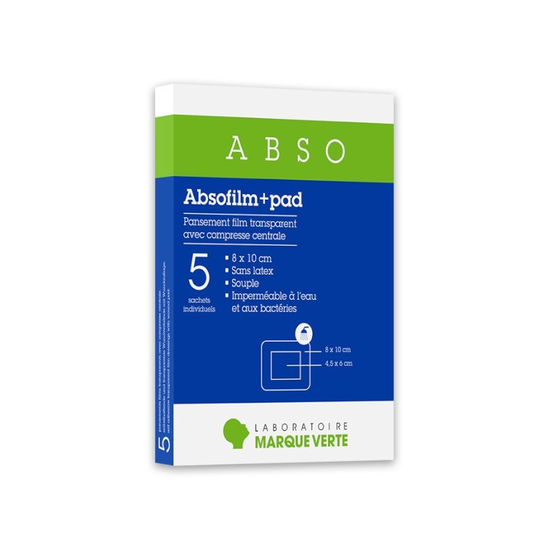 Transparent Adhesive Film Dressing - 8 x 10 cm - Green Mark - 5 Dressings