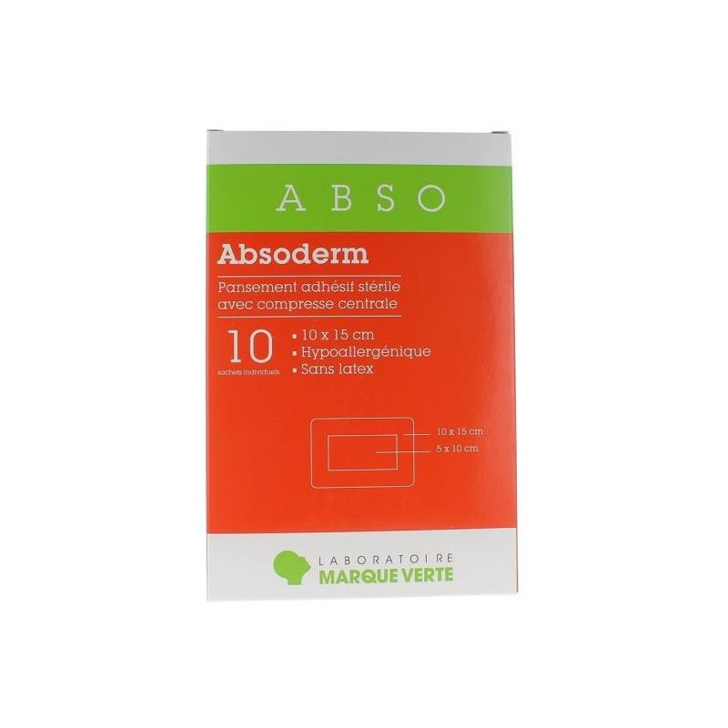 Sterile Adhesive Dressing - 10 x 15 cm - Green Mark - 10 dressings