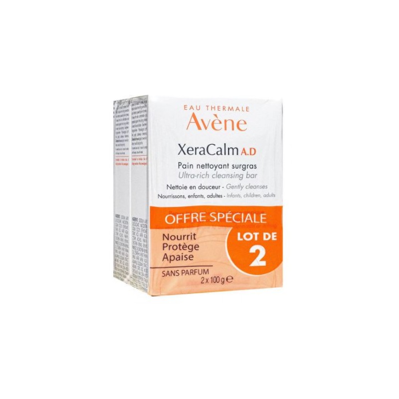 XeraCalm A.D - Pain Nettoyant Surgras - Nettoie En Douceur - 2x100g - Avène