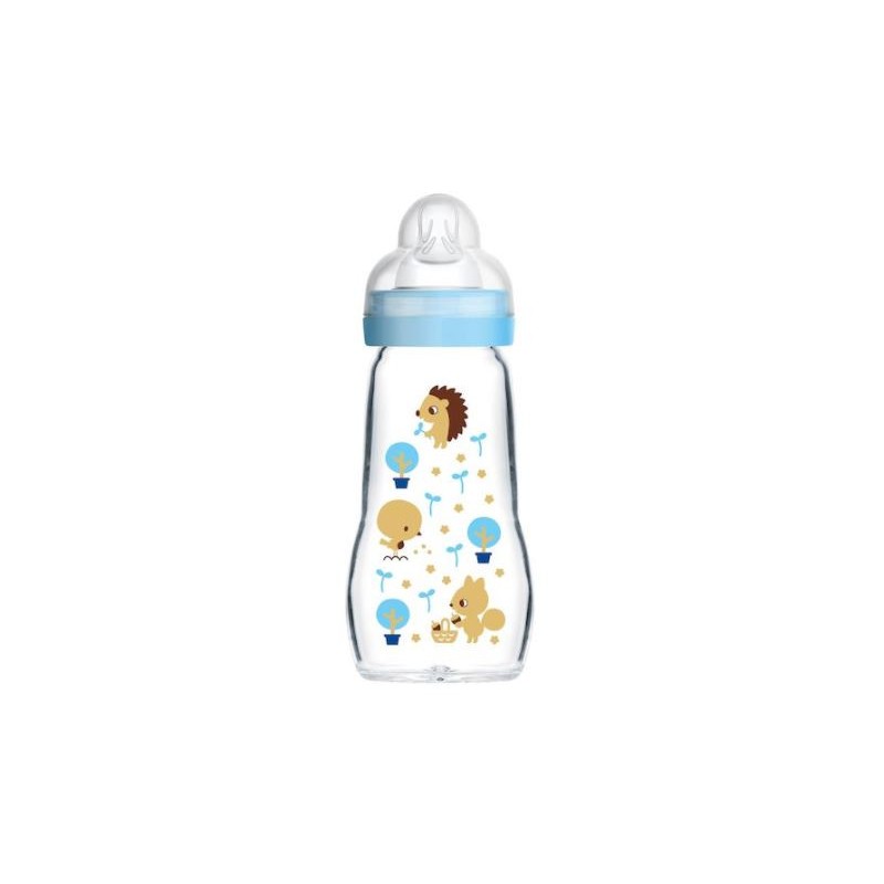 Glass Baby Bottle - MAM - Animal Patterns - 260 ml