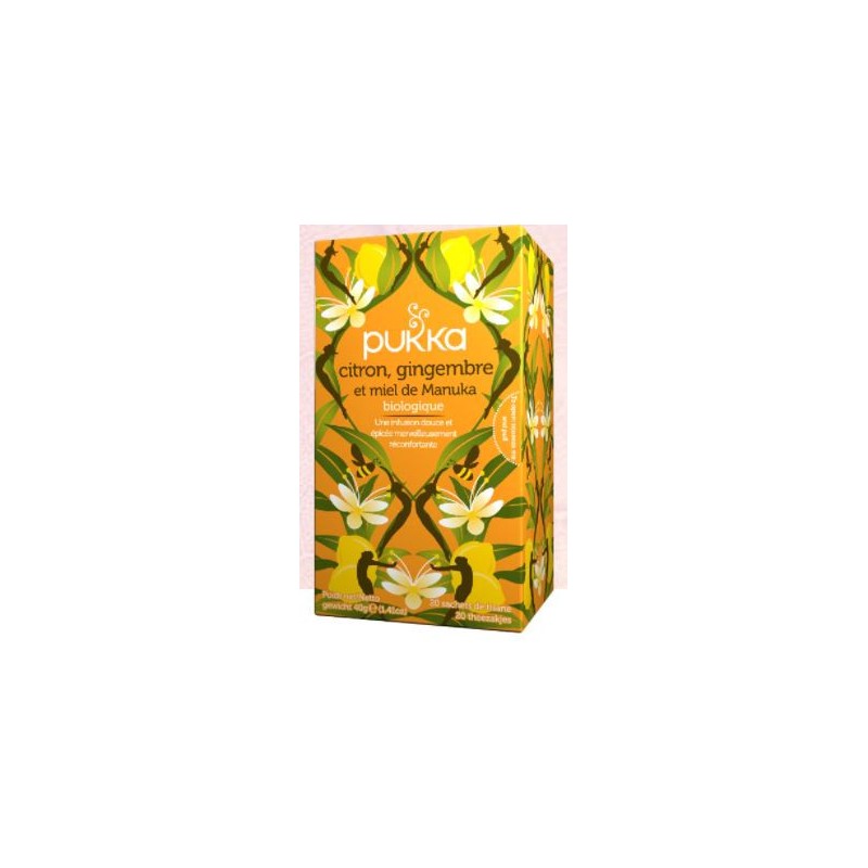 Lemon Ginger Manuka Honey Herbal Tea - Organic - Pukka - 20 Sachets