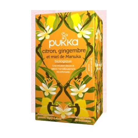 Lemon Ginger Manuka Honey Herbal Tea - Organic - Pukka - 20 Sachets