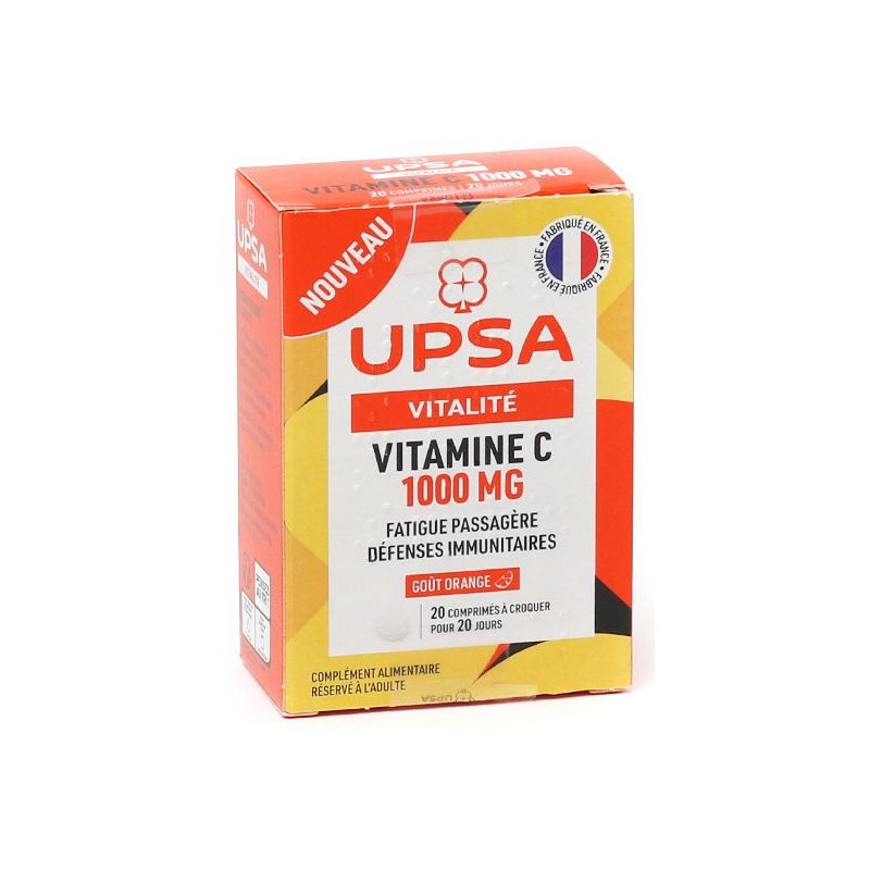 Vitamine C 1000mg - Vitalité - UPSA - 20 comprimés à croquer