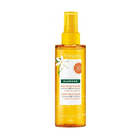 Huile Sèche Solaire Sublime SPF 30 - Monoï & Tamanu Bio - Klorane - 200 ml