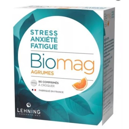 Biomag Agrumes - Stress Anxiété Fatigue - Lehning -  90 Comprimés à Croquer