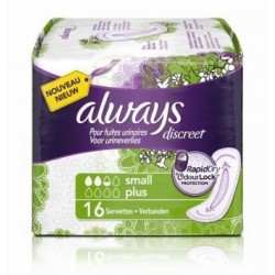  Always Discreet Small Plus pour Fuites Urinaires - 16 Serviettes - Always