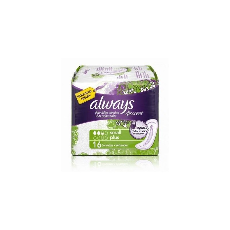  Always Discreet Small Plus Urinary Leakage Pads, 16 pads per set. Always