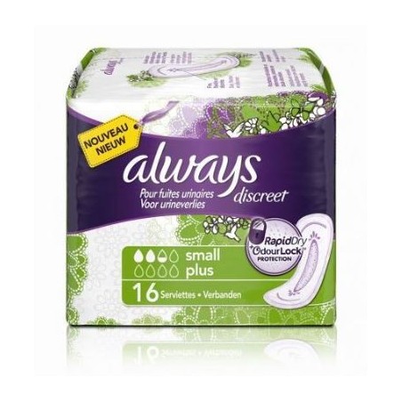  Always Discreet Small Plus Urinary Leakage Pads, 16 pads per set. Always