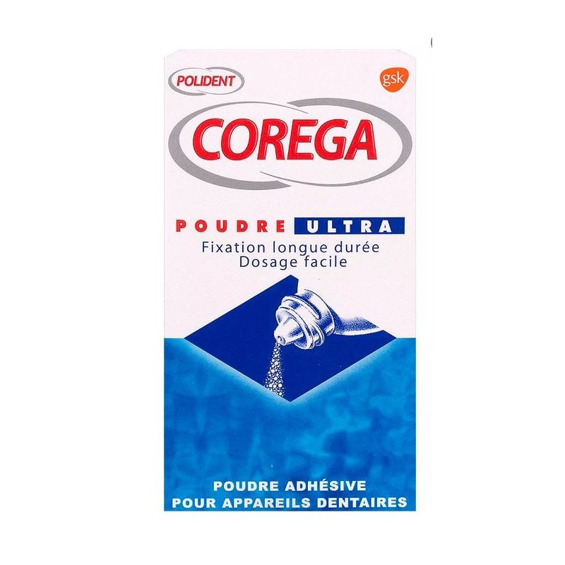Poudre ultra adhésive pour appareils dentaire - Corega - 40g - Polident