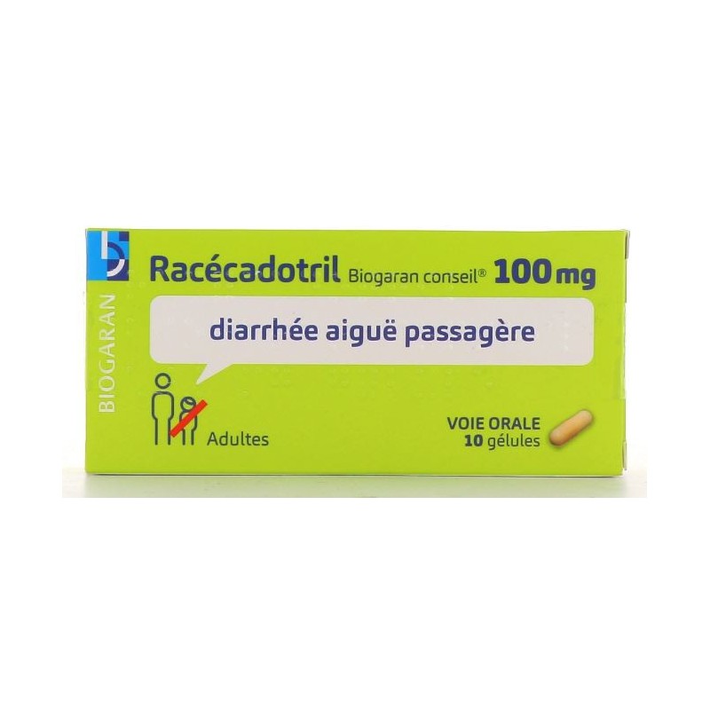 Racécadotril Biogaran Conseils 100 mg - Acute Diarrhea - 10 capsules Adult - Generic Tiorfan Biogaran Conseil