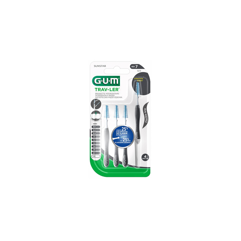 Brossettes Trav-Ler - Fine Conique - 2,6mm - Taille 7 - G.U.M - 4 Brossettes