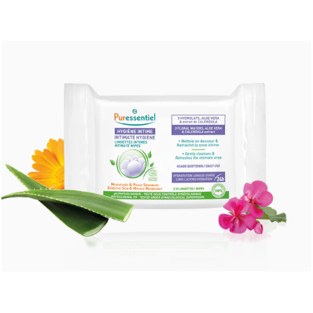 Lingettes Intimes - Hygiène Intime - Puressentiel - 25 Lingettes
