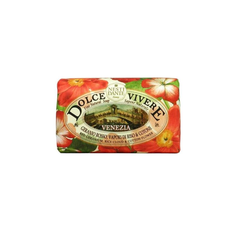 Venezia Soap - Red Geranium Cotton Flower - Dolce Vivere - Nesti Dante -250g
