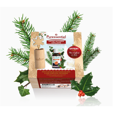 Coffret Diffuseur Capillarité - 1 Complexe Cocooning + 1 Flocon de Diffusion en Bois - Puressentiel