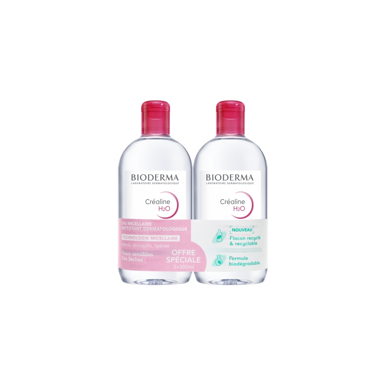 Crealine TS H2O - Micellar Water Without Perfume - Bioderma - 2 x 500 ml