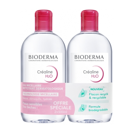Crealine TS H2O - Eau Micellaire Sans Parfum - Bioderma - 2 x 500 ml