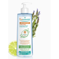 Antibacterial Sanitizing Gel Pump Bottle - PURESSENTIEL with 3 essential oils - 500 ml