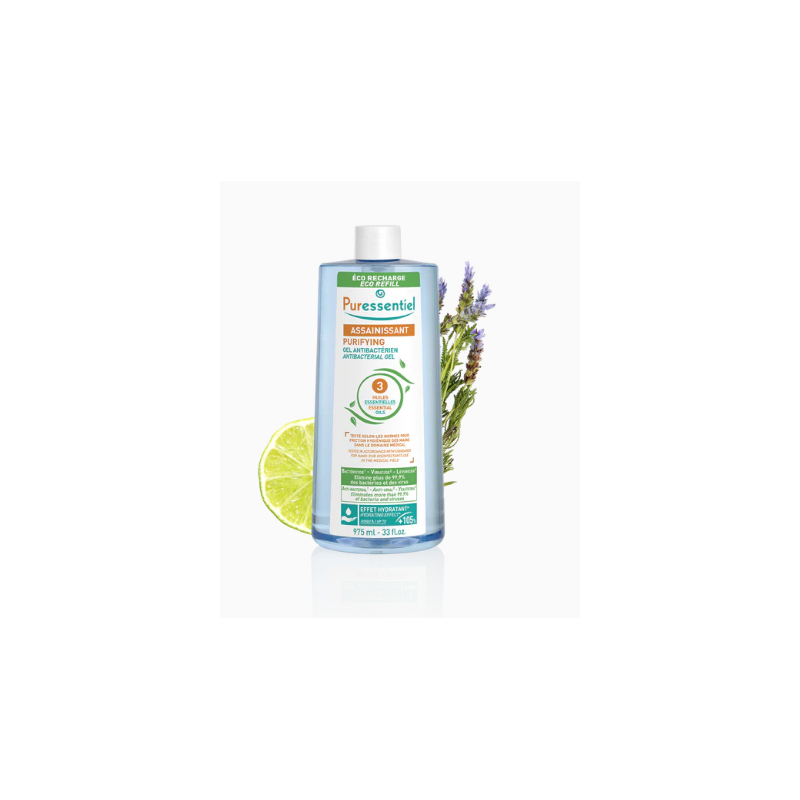 Gel Assainissant  Antibactérien Recharge - PURESSENTIEL aux 3 huiles essentielles - 975 ml