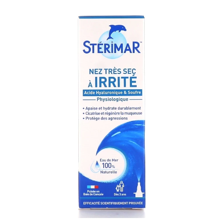 Spray Nasal - Nez Très Sec & Irrité - Acide Hyaluronique & Soufre - Stérimar - 20 ml
