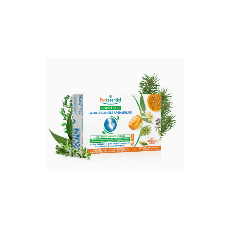 Pastilles Respiratoire aux 3 Miels Aromatiques Puressentiel 18 pastilles