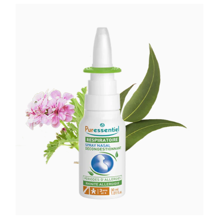 Allergy Decongestant Nasal Spray with Organic Puressentiel Essential Oils - 30 ml bottle