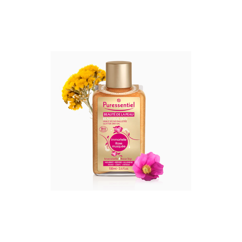 Huile Sèche Pailletée Bio Puressentiel, Beauté de la Peau 100ml