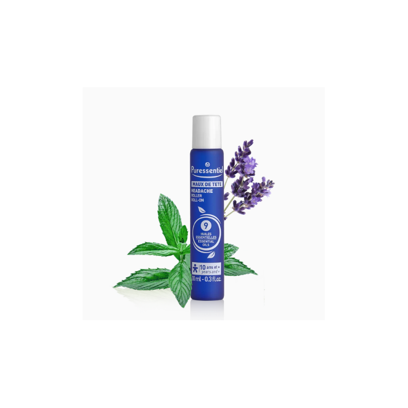 Roller Maux De Tête Aux 9 Huiles Essentielles, Puressentiel, 10 ml
