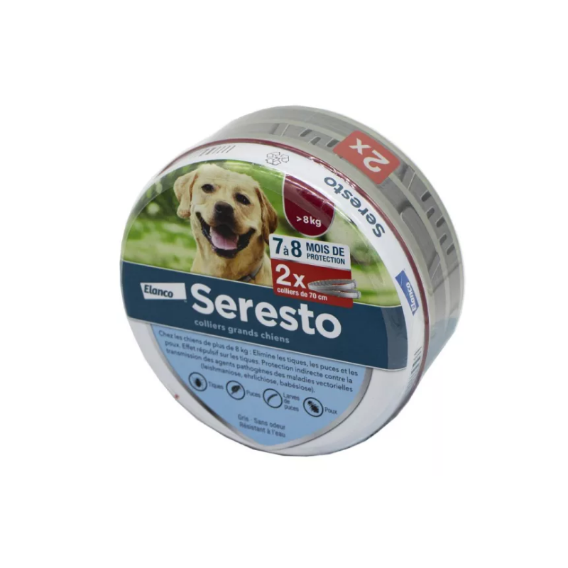Seresto - Anti puce - Grands chiens - Plus de 8 kg - 2 colliers