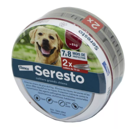 Seresto - Anti puce - Grands chiens - Plus de 8 kg - 2 colliers