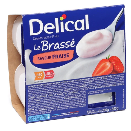 Brassé à la fraise - Crème dessert lactée - Sans gluten - Délical - 4x200g