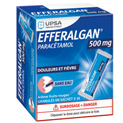 Efferalgan 500mg - 16 Sachets Granulés gout Fruits Rouges - Paracetamol 500mg, Douleurs et Fièvre - Upsa